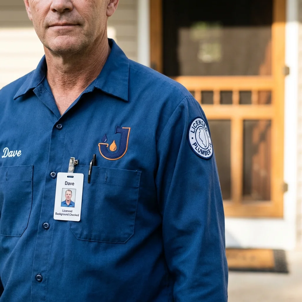 Licensed plumber showing ID badge in Nahant, MA